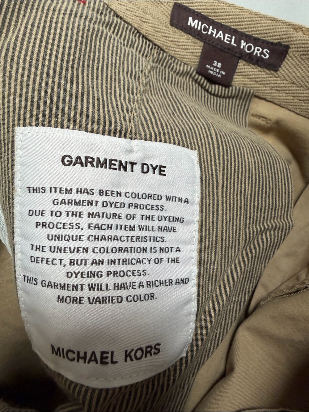 Michael Kors Mens Chino Shorts Size 38 Tan Khaki Flat Front Stretch #1032 - Picture 3 of 10